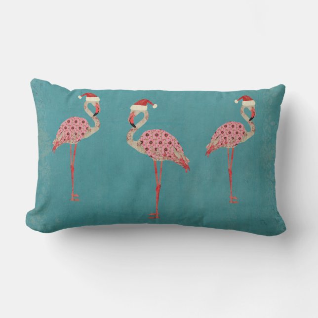 Festive Flamingos Lumbar Pillow Kussen (Voorkant)
