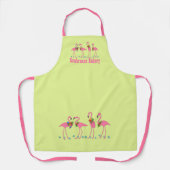 Festive Flamingos Personalized Chartreuse Schort (Voorkant)