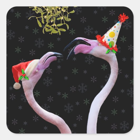 Festive Flamingos Sticker (Voorkant)