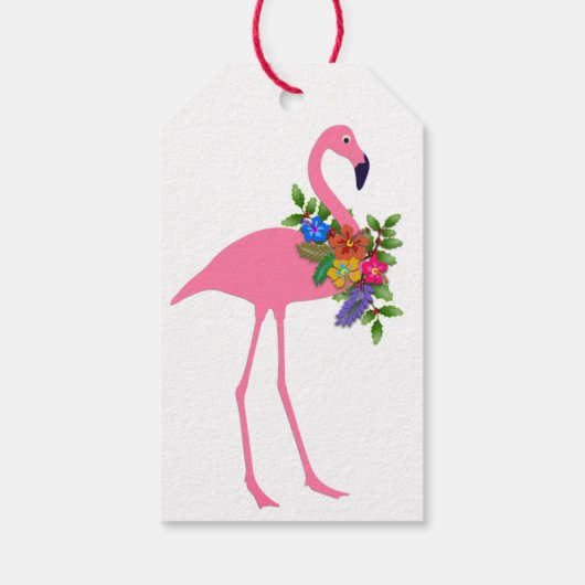 Festive Flamingos-Stropdas op Cadeaulabel (Achterkant)