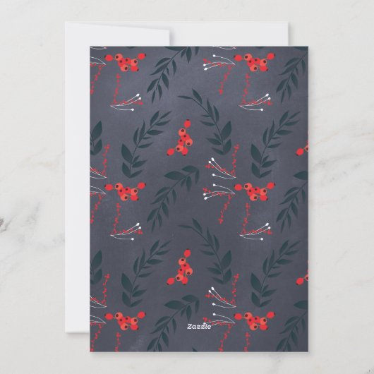 Festive Floral Berries kerstfeestdag Kaart (Achterkant)