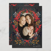 Festive Floral Berry Chalk kerstfeestdag Kaart (Voorkant / Achterkant)