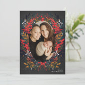 Festive Floral Berry Chalk kerstfeestdag Kaart (Staand voorkant)