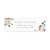 Festive Floral Christmas Holiday Return Address Etiket (Voorkant)