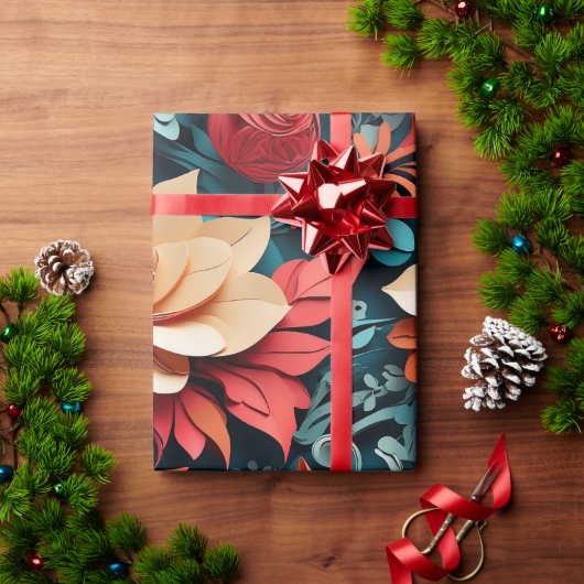 Festive Floral Elegance Cadeaupapier (Feestdagen Geschenken)