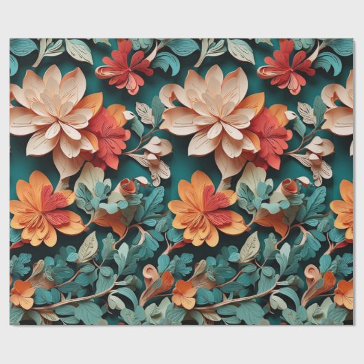 Festive Floral Elegance Cadeaupapier (Vlak)