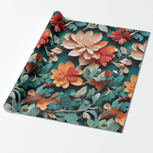 Festive Floral Elegance Cadeaupapier (Uitgerold)