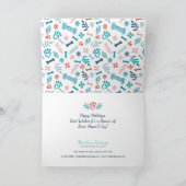 Festive Floral & Foliage Pet Paw Print Ornament Feestdagen Kaart (Binnen)