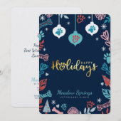 Festive Floral & Foliage Pet Paw Print Ornament Feestdagenkaart (Voorkant / Achterkant)