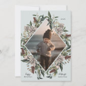 Festive Floral Geometric Lijst Holiday Photo Card Feestdagenkaart (Voorkant)
