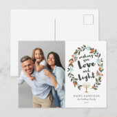 Festive Floral Hanukkah Foto Feestdagenkaart (Voorkant / Achterkant)