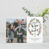 Festive Floral Hanukkah-fotokaart Feestdagenkaart (Staand voorkant)