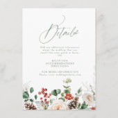 Festive Floral Holiday Winter Wedding Details Informatiekaartje (Voorkant)