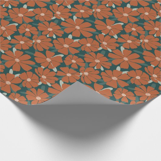 Festive Floral-kerstbehangsel Red Cosmos Cadeaupapier (Hoek)