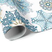 Festive Floral Mandala Snow Flakes Pattern Cadeaupapier (Rol Hoek)