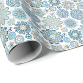 Festive Floral Mandala Snow Flakes Pattern Cadeaupapier (Rol Hoek)