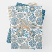Festive Floral Mandala Snow Flakes Pattern Inpakpapier Vel (In situ)