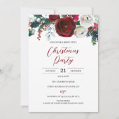 Festive Floral Red White Party over kerstfeestdage Kaart (Voorkant)