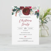 Festive Floral Red White Party over kerstfeestdage Kaart (Staand voorkant)