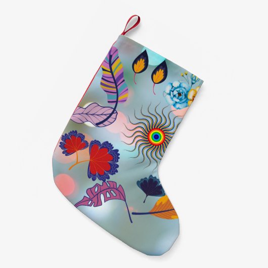 Festive Floral Stocking – Artistic Holiday Charm Kleine Kerstsok (Voorkant (Hangend))
