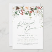 Festive Floral Winter Wedding Rehearsal Dinner Kaart (Voorkant)