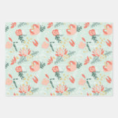 Festive Floral Wrapping Paper Flat Sheet Set 3 (Voorkant)