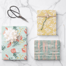 Festive Floral Wrapping Paper Flat Sheet Set 3