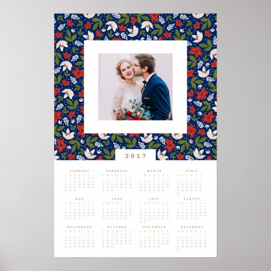 Festive Florals 16x24 2017 Yarly Photo Calendar Poster (Voorkant)