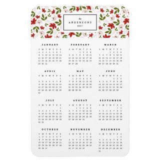 Festive Florals 4x6 jaar-jaarkalendermagneet Magneet