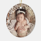 Festive Florals | Gepersonaliseerde kerstversierin Keramisch Ornament (Links)