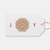 Festive Flower Joyful kerstfeestay Gift Label Cadeaulabel (Voorkant (Horizontaal))