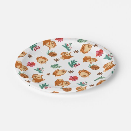 Festive Fluffy Dog-kerstfeest Papieren Bordje (Gekanteld)