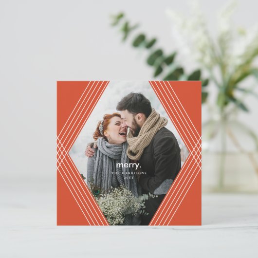 Festive Focus | Horizontaal Sinaasappel | Foto Feestdagenkaart (Staand voorkant)