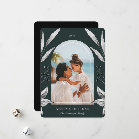 Festive Foliage Arch Photo Lijst Feestdagenkaart (Voorkant / Achterkant in situ)