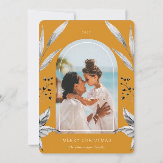 Festive Foliage Arch Photo Lijst Holiday Kaart (Voorkant)