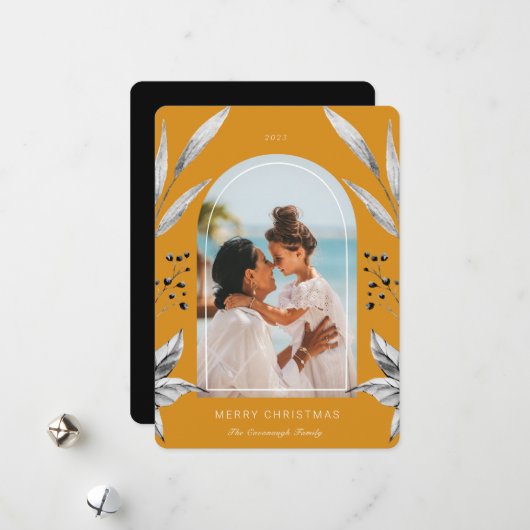 Festive Foliage Arch Photo Lijst Holiday Kaart (Voorkant / Achterkant in situ)