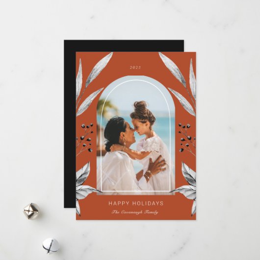 Festive Foliage Arch Photo Lijst Holiday Kaart (Voorkant / Achterkant in situ)