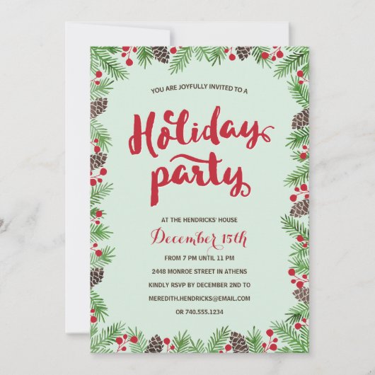 Festive Foliage | Calligrafie-feestdag Kaart (Voorkant)