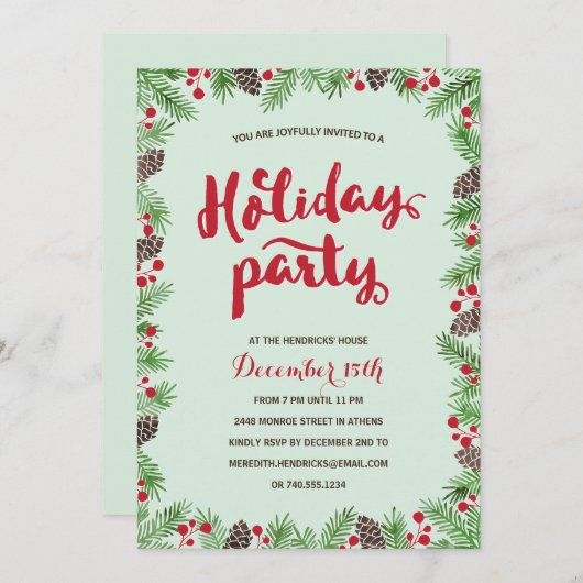 Festive Foliage | Calligrafie-feestdag Kaart (Voorkant / Achterkant)