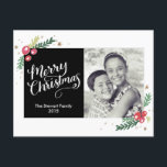 Festive Foliage Collectie Feestdagenkaart<br><div class="desc">Voeg dit jaar een extra feestelijke toets toe aan uw feestelijke begroetingen met dit briefkaart met 1 foto,  met handgeschreven kalligrafie en handgetekend gebladerte. Verkrijgbaar in meerdere kleuren.</div>