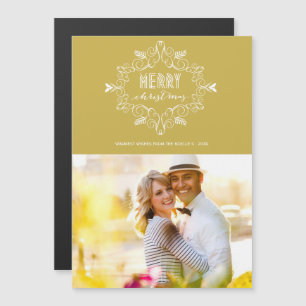 Festive Foliage Deco Holiday Foto Magnetic Kaart