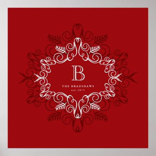 Festive Foliage Deco Lijst Monogram Holiday Print (Voorkant)