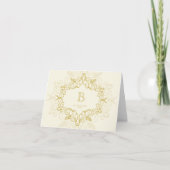 Festive Foliage Deco Monogram Holiday Note Card Feestdagen Kaart (Voorkant)