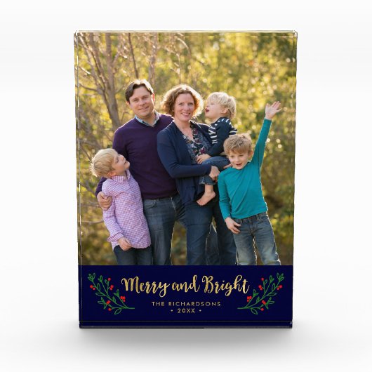 Festive Foliage Merry and Bright Holiday Foto (Voorkant)