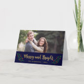 Festive Foliage Merry and Bright Holiday Foto Feestdagen Kaart (Voorkant)