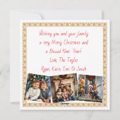 Festive Folk Art Cat with Family Photos Custom Feestdagenkaart (Achterkant)