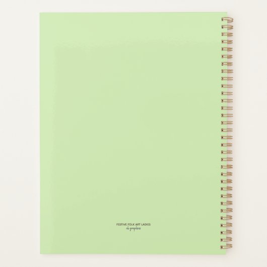 Festive Folk Art Ladies Agenda Mint Green 2026 (Achterkant)