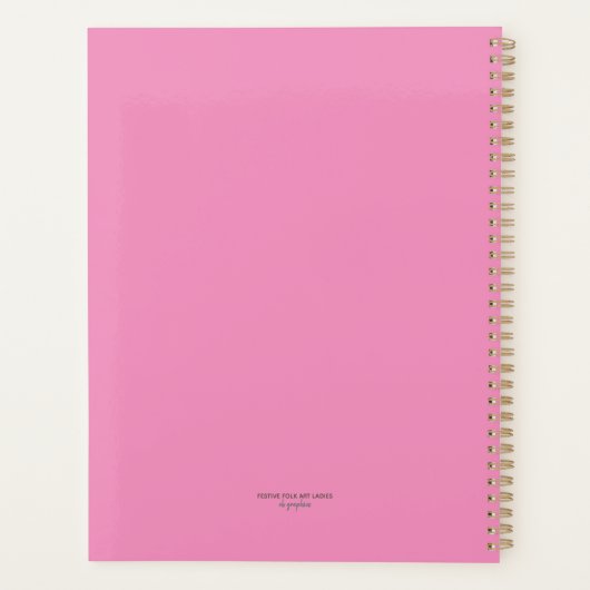 Festive Folk Art Ladies Daily Agenda Magenta 2026 (Achterkant)