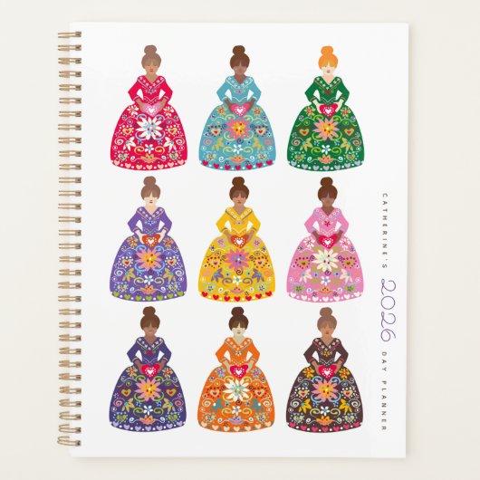 Festive Folk Art Ladies Simple Daily Agenda 2026 (Voorkant)