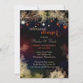 Festive Forest Lights Wedding Rehearsal Dinner Kaart